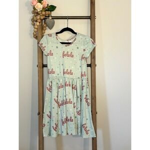 Dot Dot Smile Dress Mint Green FaLaLa Stars Holiday Party Outfit Size 7‎ NWT